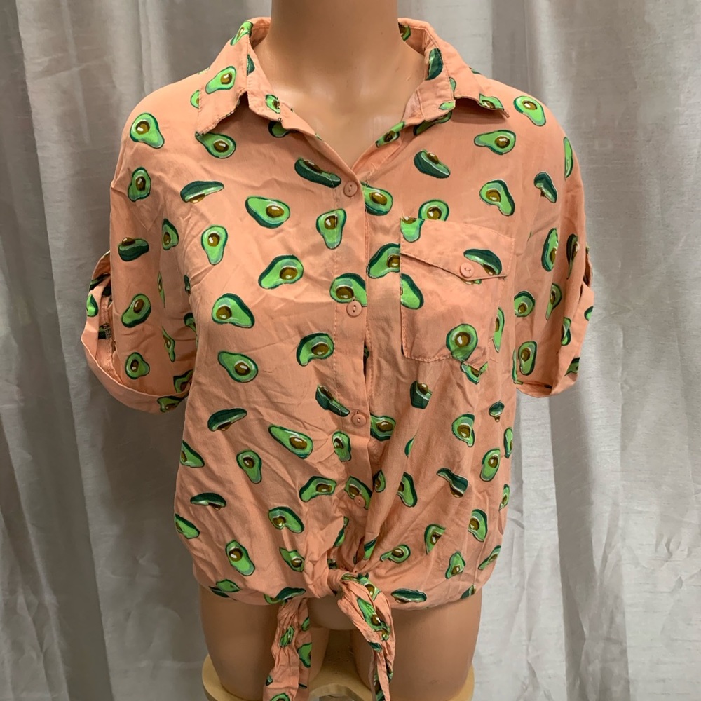Retro Avocado Tie Top